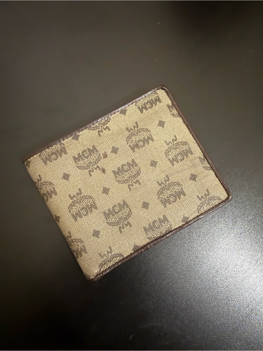 MCM Visetos Logo Bifold Wallet in Beige and Brown